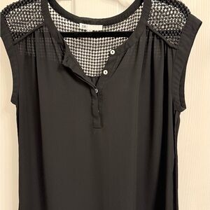 DR2 Women's Black Sleeveless Blouse with Mesh Detail